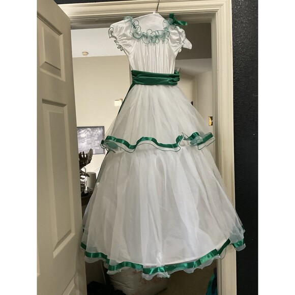 Fun World, Girls Southern Bell Dress, Emerald Green and White, Size: L - Picture 2 of 3
